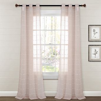 Lush Decor Farmhouse Textured Grommet Sheer Window Curtain Set