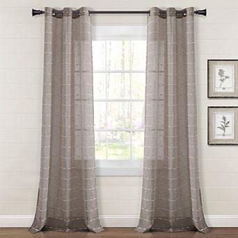Lush Decor Farmhouse Textured Grommet Sheer Window Curtain Set