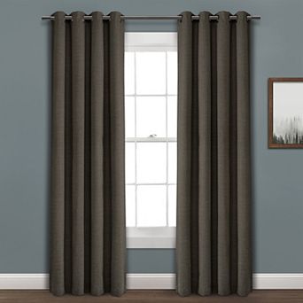 Lush Decor Faux Linen Absolute Grommet 100% Blackout Window Curtain