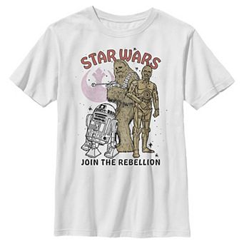 Boys 8-20 Star Wars Chewbacca R2-D2 C-3PO Join The Rebellion Graphic Tee