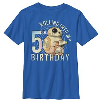 Boys 8-20 Star Wars BB-8 & D-O Rolling Into My 5th Birthday Graphic Tee
