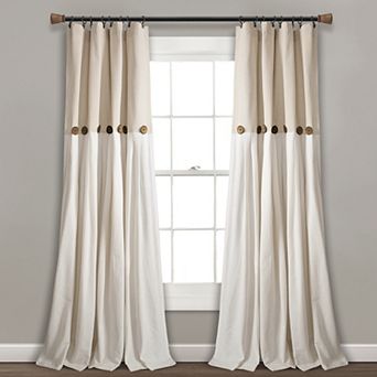 Lush Decor Linen Button Window Curtain Panel