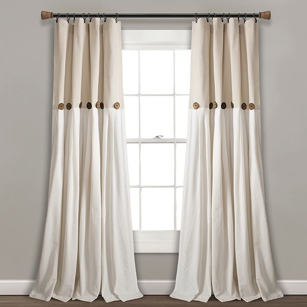 Lush Decor Linen Button Window Curtain Panel
