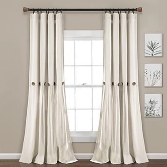 Lush Decor Linen Button Window Curtain Panel