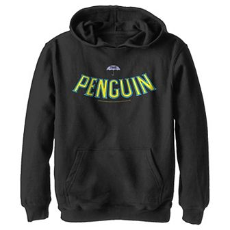 Boys 8-20 Batman Penguin Curve Logo Fleece Pullover Graphic Hoodie
