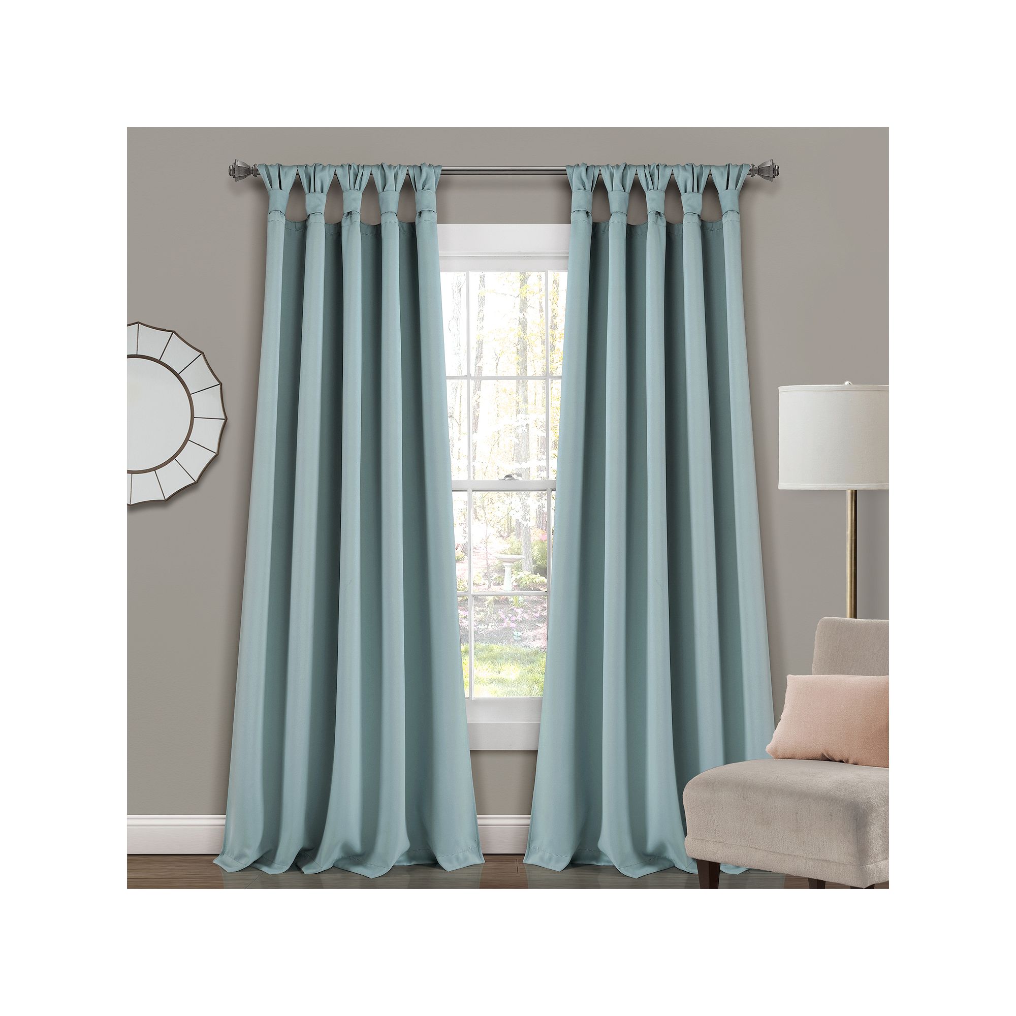 Lush Decor 2-pack Insulated Knotted Tab Top Blackout Window Curtain Set, Bl