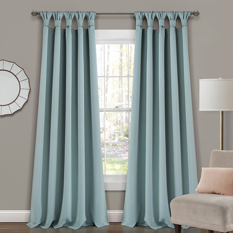 Lush Decor Insulated Knotted Tap Blackout 84  x 52  Solid Blue 100% Polyester Knotted Tab Top Pair Window Panel