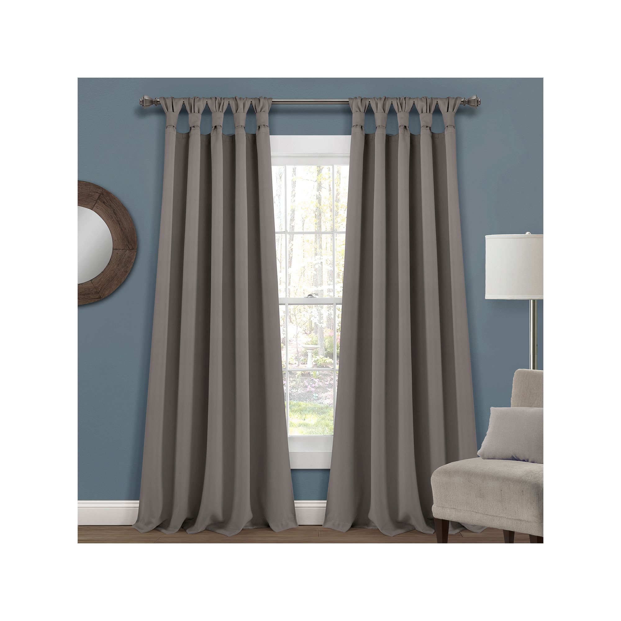 Lush Decor 2-pack Insulated Knotted Tab Top Blackout Window Curtain Set, Da