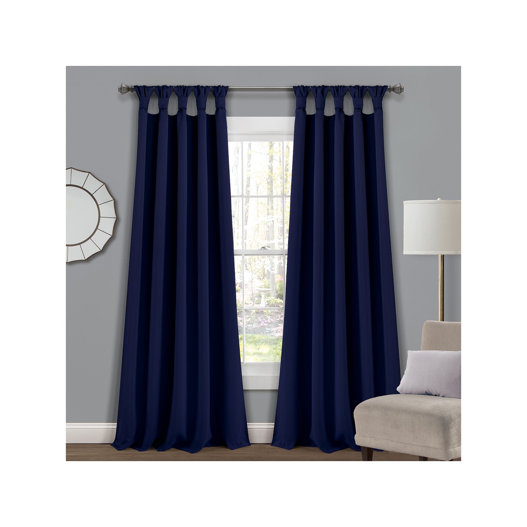 Lush Decor 2-pack Insulated Knotted Tab Top Blackout Window Curtain Set, Bl