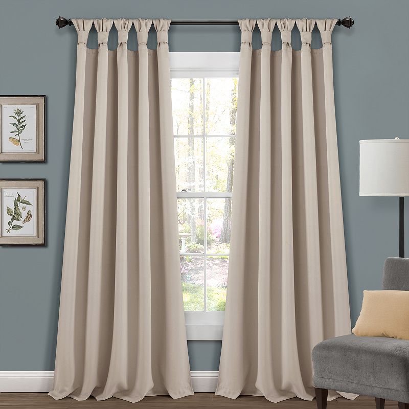 Lush Decor 2-pack Insulated Knotted Tab Top Blackout Window Curtain Set, Br