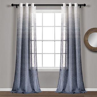 Lush Decor Ombre Stripe Grommet Sheer Window Curtain Set