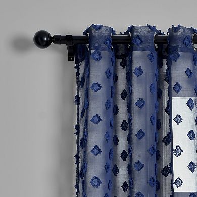Lush Decor 2-pack Textured Dot Grommet Sheer Window Curtain Set