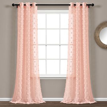 Lush Decor 2-pack Textured Dot Grommet Sheer Window Curtain Set