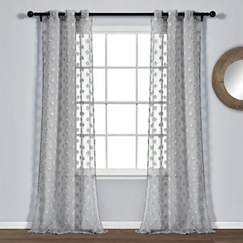 Lush Decor 2-pack Textured Dot Grommet Sheer Window Curtain Set