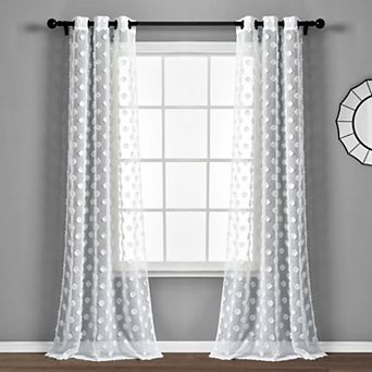 Lush Decor 2-pack Textured Dot Grommet Sheer Window Curtain Set