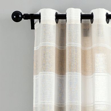Lush Decor 2-pack Textured Stripe Grommet Sheer Window Curtains