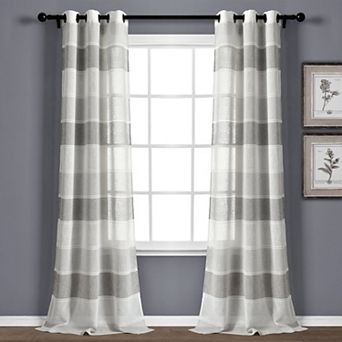 Lush Decor 2-pack Textured Stripe Grommet Sheer Window Curtains