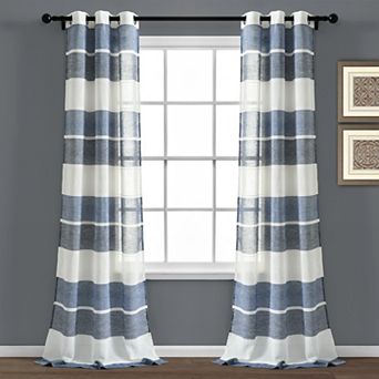 Lush Decor 2-pack Textured Stripe Grommet Sheer Window Curtains