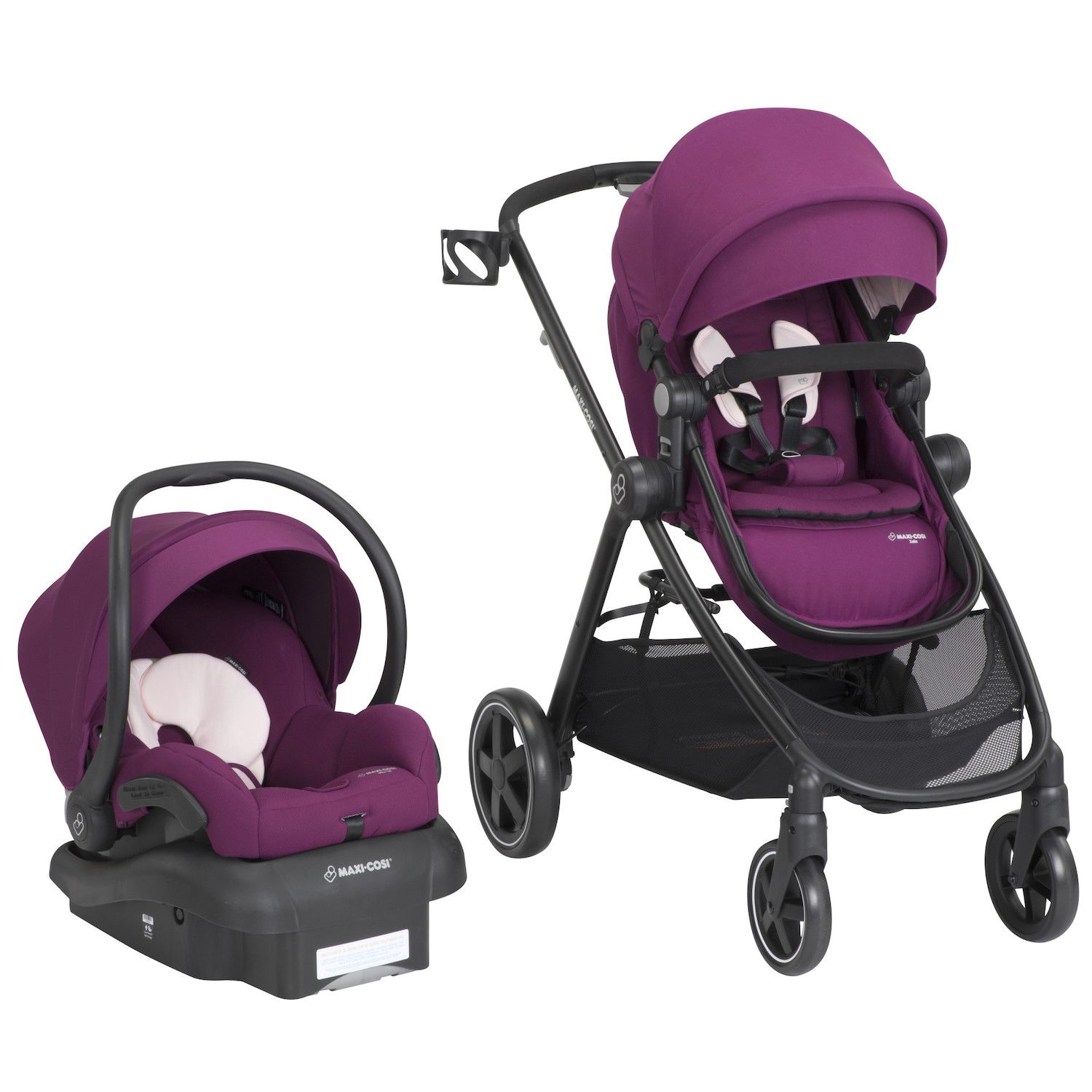 purple travel system stroller