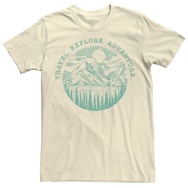 Men's Travel Explore Adventure Sketch Mountains Tee