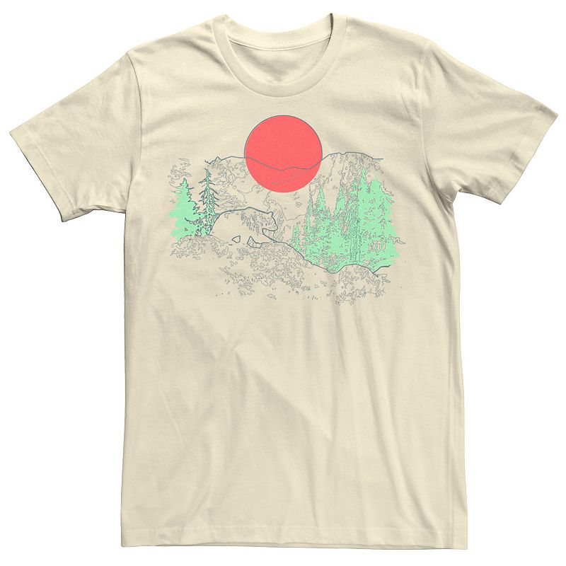 Men's Cali Bear Mountains With Neon Trees Line Sketch Tee, 