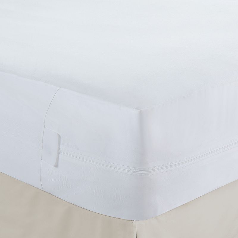 All-In-One Bed Zippered Mattress Cover with Bug Blocker, White, Cal King