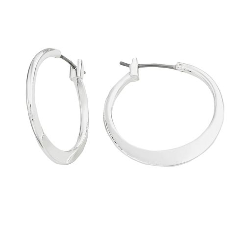 Napier® Silver-Tone Flat Hoop Earrings