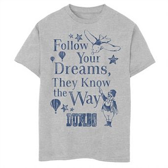 Disney's Dumbo Boys 8-20 Follow Your Dreams Vintage Poster Graphic Tee