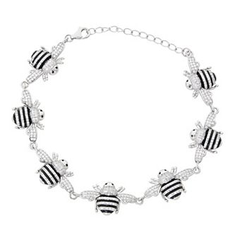 Sterling Silver Cubic Zirconia Bumblebee Bracelet