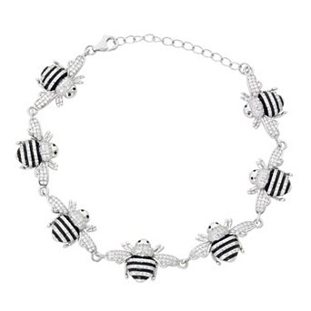 Sterling Silver Cubic Zirconia Bumblebee Bracelet