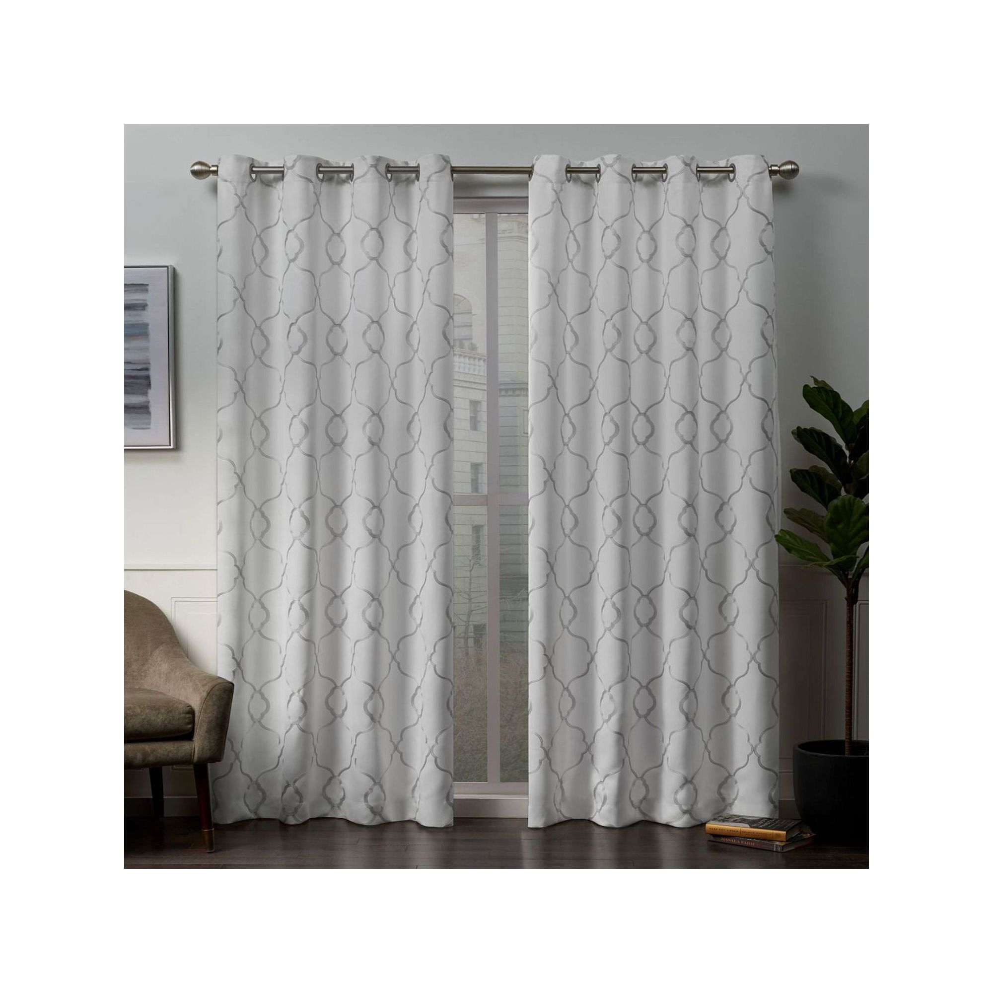 Exclusive Home 2-pack Belmont Embroidered Blackout Grommet Window Curtains,