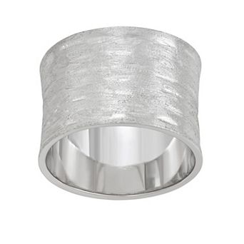 Sterling Silver Textured Cigar Band Ring