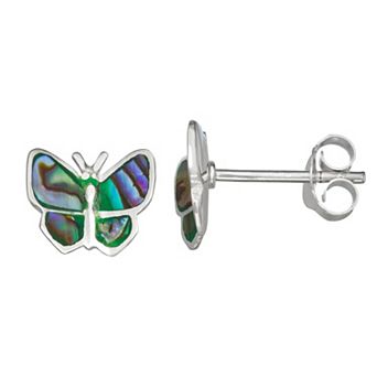 Sterling Silver Abalone Butterfly Stud Earrings