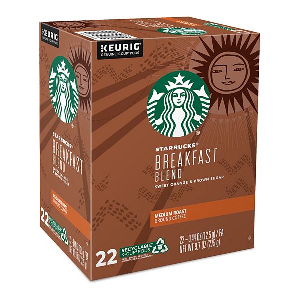 Starbucks Breakfast Blend Coffee Keurig K Cup Pods Medium Roast 22 Count