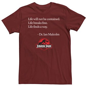 Men's Jurassic Park Life Finds A Way Quote Tee