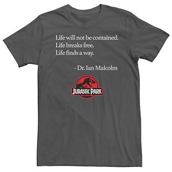 Men's Jurassic Park Life Finds A Way Quote Tee
