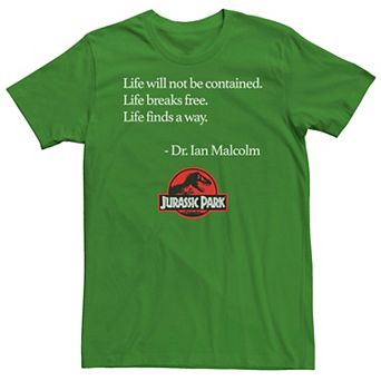 Men's Jurassic Park Life Finds A Way Quote Tee