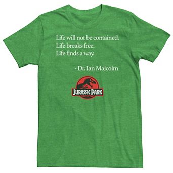 Men's Jurassic Park Life Finds A Way Quote Tee
