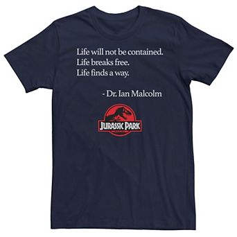 Men's Jurassic Park Life Finds A Way Quote Tee