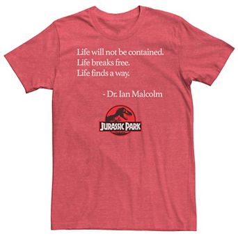 Men's Jurassic Park Life Finds A Way Quote Tee