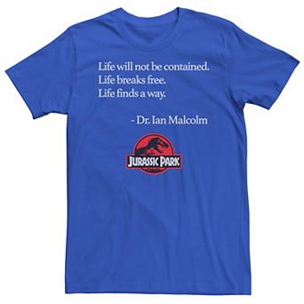 Men's Jurassic Park Life Finds A Way Quote Tee