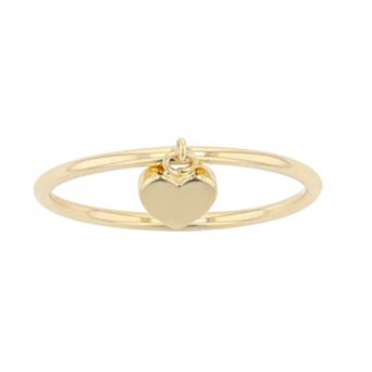 Color Romance 14k Gold Dangle Heart Ring