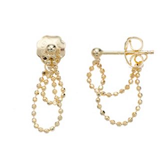 Color Romance 14k Gold Front-to-Back Bead Chain Double Strand Earrings