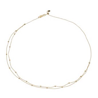 Color Romance 14k Gold Double Strand Bead Necklace