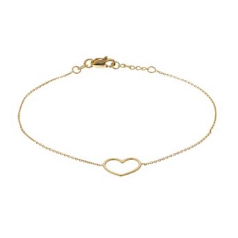 Color Romance 14k Gold Open Heart Adjustable Bracelet