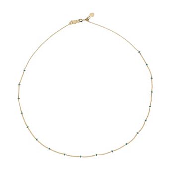 Color Romance 14k Gold Simulated Turquoise Bead Adjustable Choker Necklace