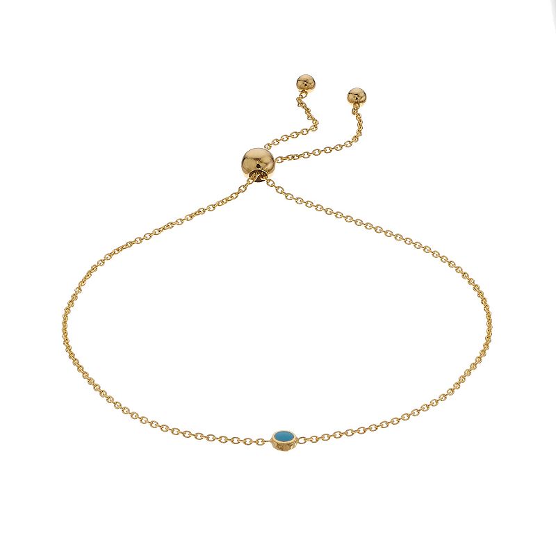 Color Romance 14k Gold Simulated Turquoise Bead Adjustable Bracelet, Women