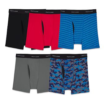 Boys 4-20 Fruit of the Loom® 5-Pack Cool-Zone Fly Boxer Briefs