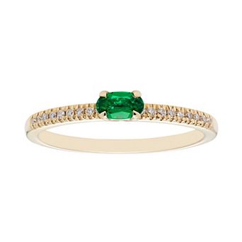 Boston Bay Diamonds 10k Gold Lab-Created Emerald & 1/10 Carat T.W. Diamond Ring