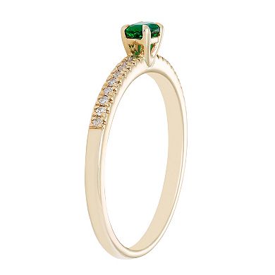 Boston Bay Diamonds 10k Gold Lab-Created Emerald & 1/10 Carat T.W. Diamond Ring